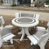 Bộ bàn đá 3 ghế cong trắng xám