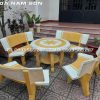 Giá bàn ghế đá tròn trắng vàng