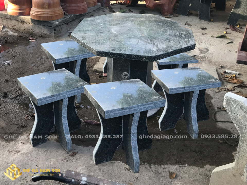 bộ bàn ghế đá hoa cương lục giác